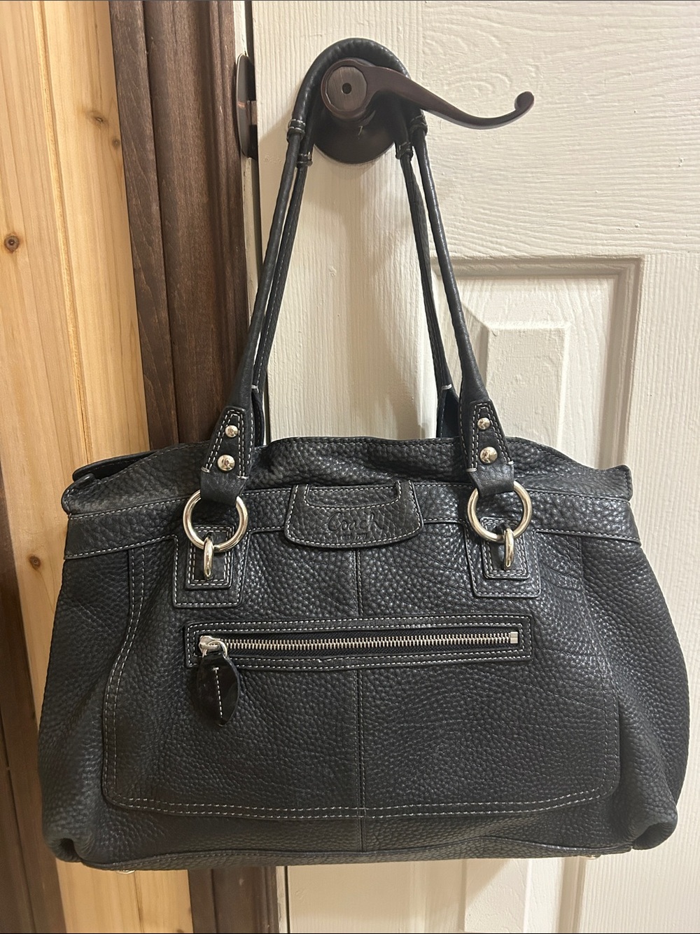 Authentic Coach Penelope Black Pebbled
Leather Carryall Tote Bag - Style F14682 - Picture 2 of 16